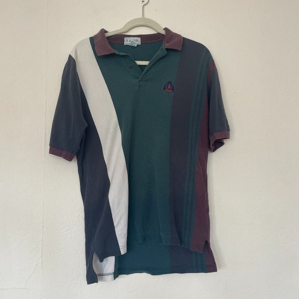 Vintage Izod Polo Shirt Striped Cotton